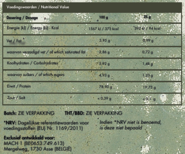 voedingswaarden - vanille whey